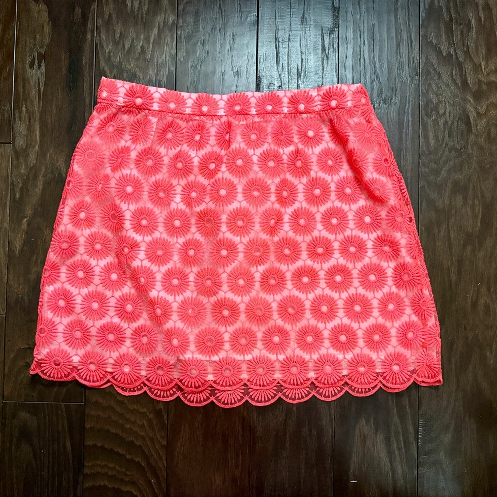 Lilly Pulitzer Fiesta Pink Pinwheel Lace Skirt Sz L